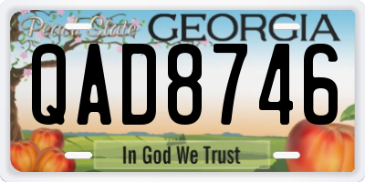GA license plate QAD8746