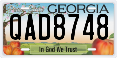 GA license plate QAD8748