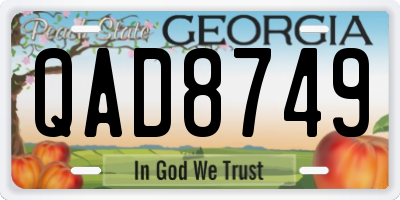 GA license plate QAD8749