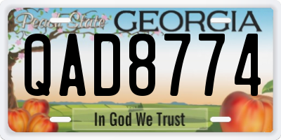 GA license plate QAD8774