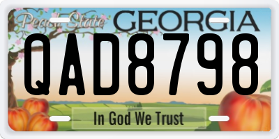 GA license plate QAD8798