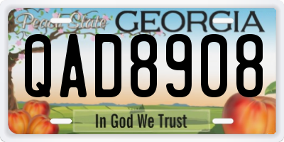 GA license plate QAD8908
