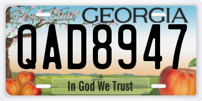 GA license plate QAD8947