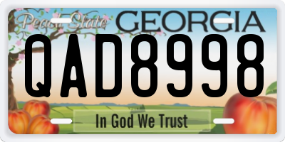 GA license plate QAD8998