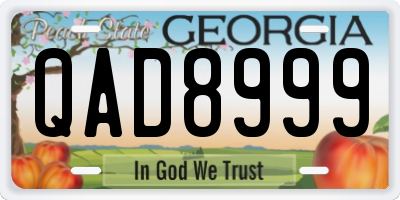 GA license plate QAD8999