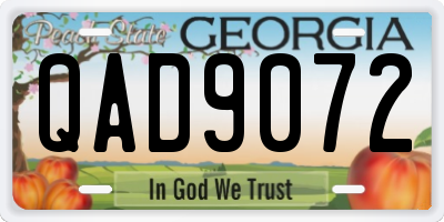 GA license plate QAD9072