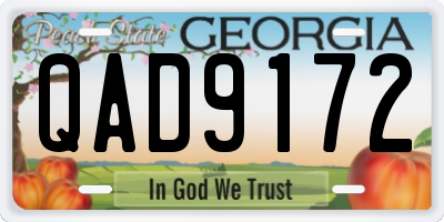 GA license plate QAD9172
