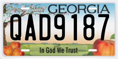 GA license plate QAD9187