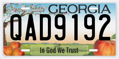 GA license plate QAD9192