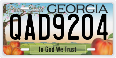 GA license plate QAD9204