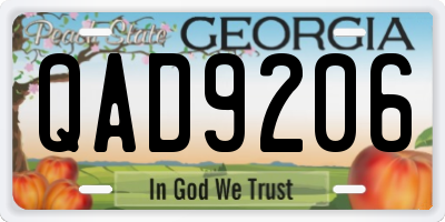 GA license plate QAD9206