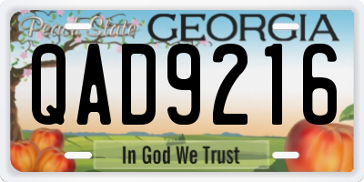 GA license plate QAD9216