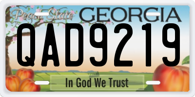 GA license plate QAD9219