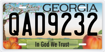 GA license plate QAD9232