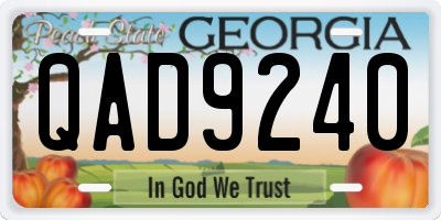 GA license plate QAD9240