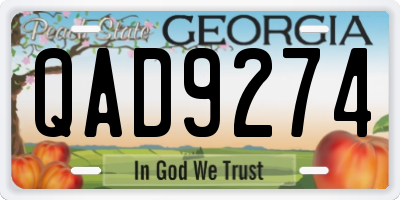 GA license plate QAD9274