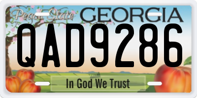 GA license plate QAD9286