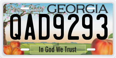 GA license plate QAD9293