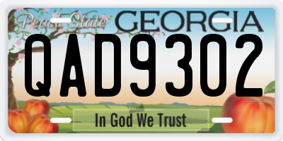 GA license plate QAD9302