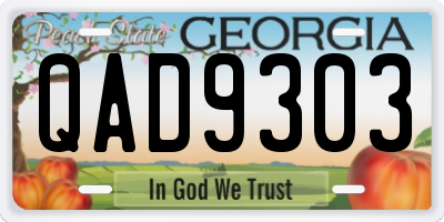 GA license plate QAD9303