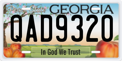 GA license plate QAD9320
