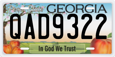 GA license plate QAD9322