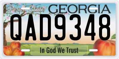 GA license plate QAD9348