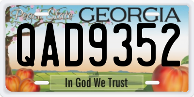 GA license plate QAD9352