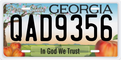 GA license plate QAD9356