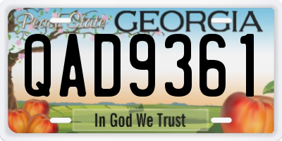 GA license plate QAD9361