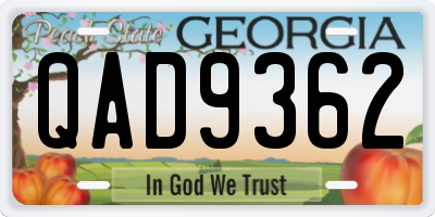 GA license plate QAD9362