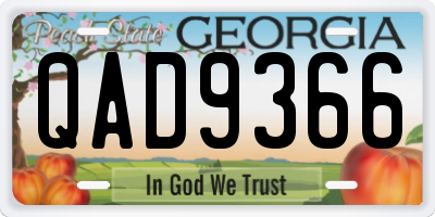 GA license plate QAD9366