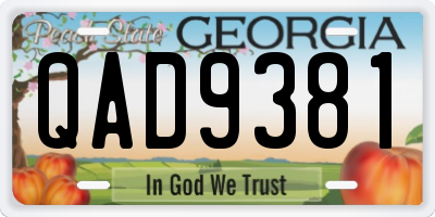 GA license plate QAD9381