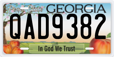 GA license plate QAD9382