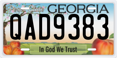 GA license plate QAD9383