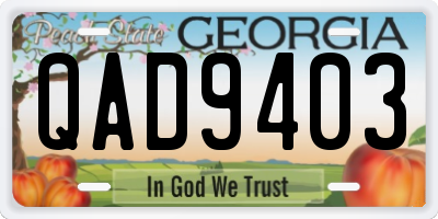 GA license plate QAD9403