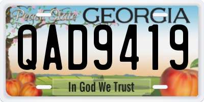GA license plate QAD9419