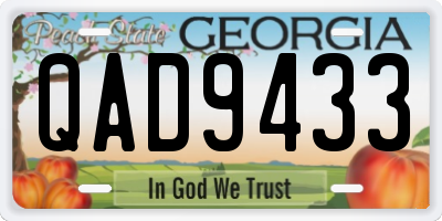 GA license plate QAD9433