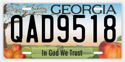 GA license plate QAD9518