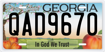 GA license plate QAD9670