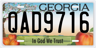 GA license plate QAD9716