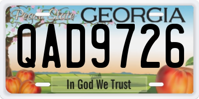 GA license plate QAD9726