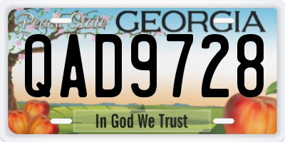 GA license plate QAD9728