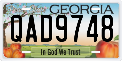 GA license plate QAD9748