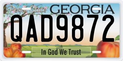 GA license plate QAD9872