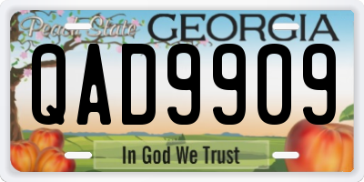 GA license plate QAD9909