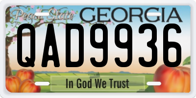 GA license plate QAD9936