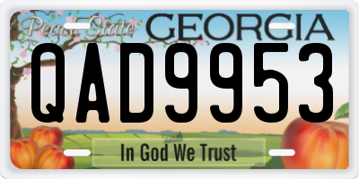 GA license plate QAD9953