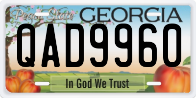 GA license plate QAD9960