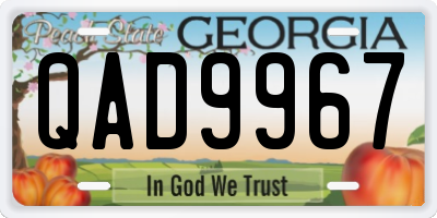 GA license plate QAD9967